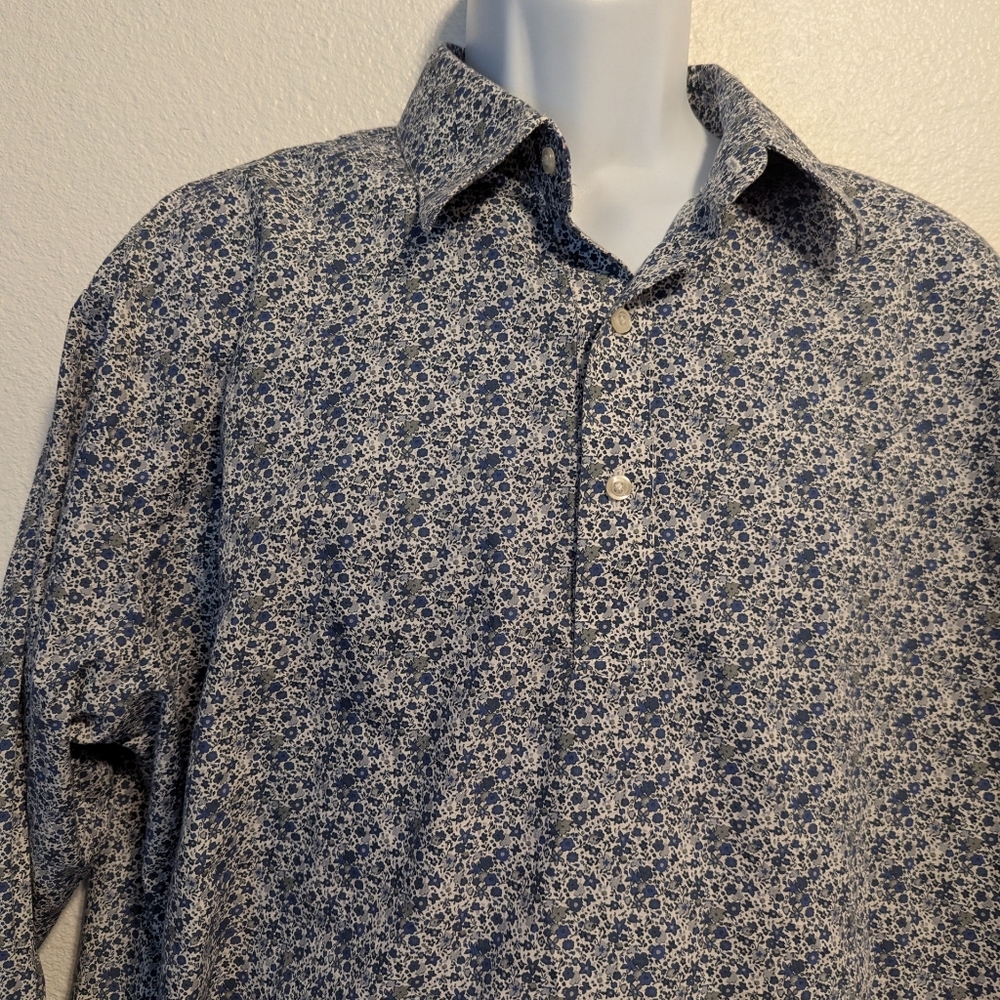 Vintage Paul Fredrick 100% COTTON Half button Paisley Men's Shirt XL